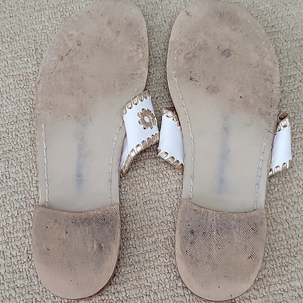 Jack Rogers White/Gold Sandals with Whipstitching - Picture 4 of 5
